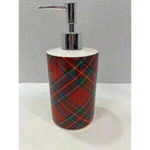 Tartan Soap Dispenser Red Green Shiny Silver Pump Unbranded Hand Wash Only Empty
